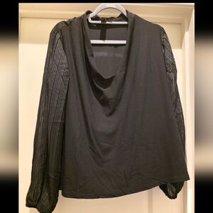 Black Blouse with Sheer Sleeves